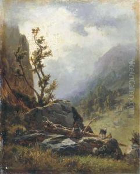 Paisaje Montanoso Oil Painting by Carlos De Haes Y Fortuny