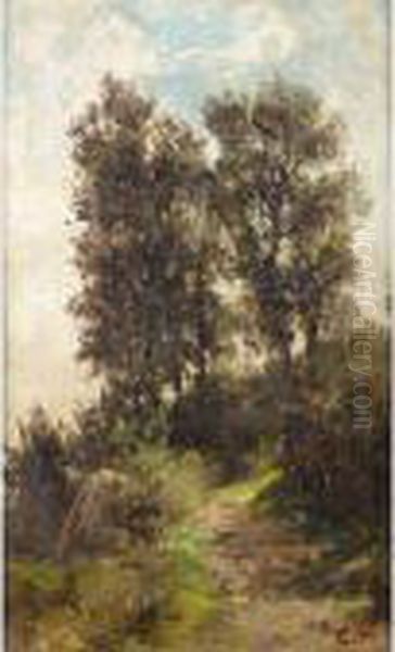 Landscape Study Oil Painting by Carlos De Haes Y Fortuny