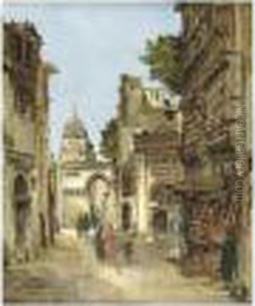 Une Rue Du Caire En 1869 Oil Painting by Godefroy de Hagemann