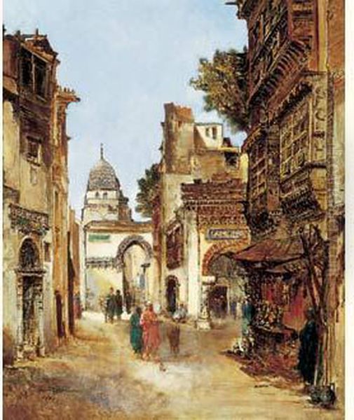 Scene De Rue Au Caire. Oil Painting by Godefroy de Hagemann