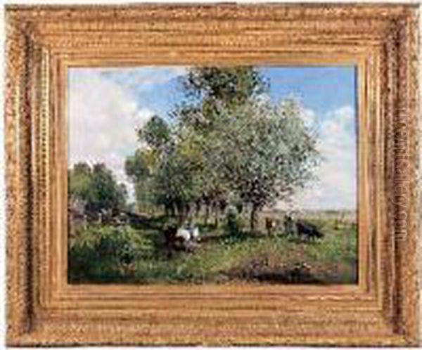 Scene De La Vie Paysanne Oil Painting by Godefroy de Hagemann