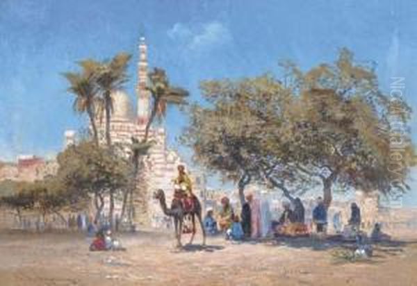 Outside The Mosque Oil Painting by Godefroy de Hagemann