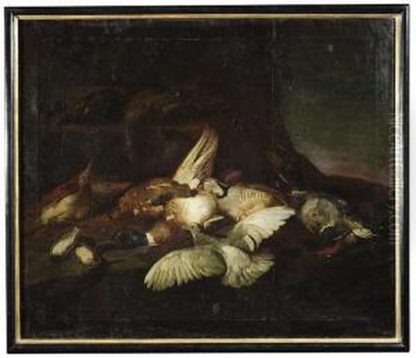 A Still Life Of Birds. Oil/canvas/canvas Oil Painting by Johann Georg Hamilton