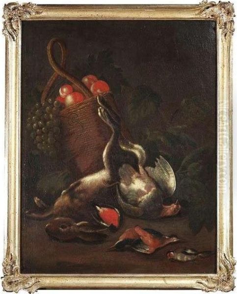 A Dead Hare And Birds Oil Painting by Ferdinand Phillip de Hamilton