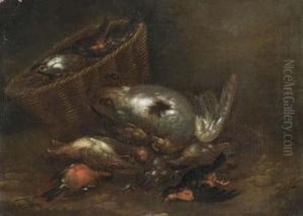 Stilleben Mit Vogeln. Oil Painting by Ferdinand Phillip de Hamilton