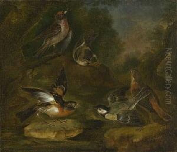 Waldstuck Mit Vogeln. Oil Painting by Ferdinand Phillip de Hamilton