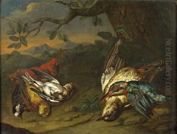 Nature Morte Aux Oiseaux Oil Painting by Ferdinand Phillip de Hamilton