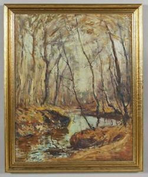 A Wooded Landscape Oil Painting by Franklin De Haven