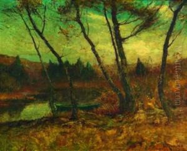 Pond Shore In Woodstock Oil Painting by Franklin De Haven