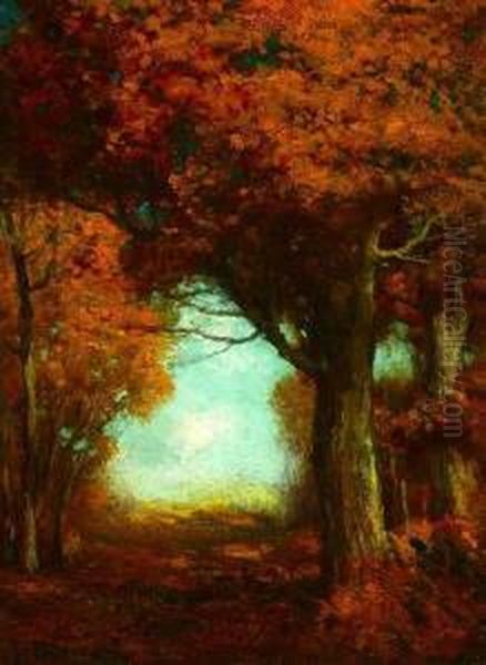 Golden Forest Oil Painting by Franklin De Haven