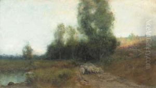 Sheep At Twilight Oil Painting by Franklin De Haven