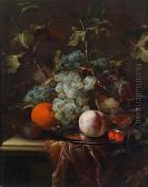 Fruchtestillleben Oil Painting by Cornelis De Heem