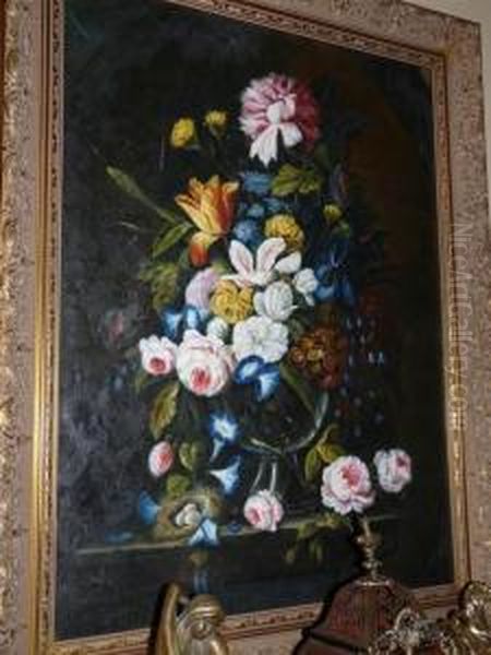 Still Life With Flowers In A Vase. Oil Painting by Cornelis De Heem