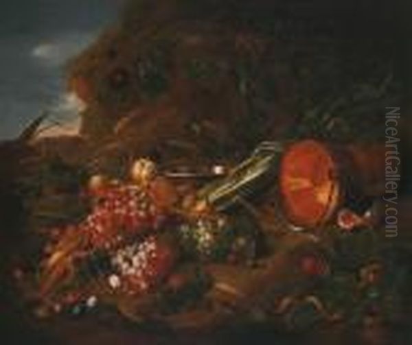 Natura Morta Con Frutti Ed Un Secchio Di Rame Oil Painting by Cornelis De Heem