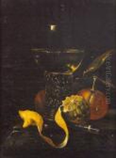 Natura Morta Con Calice, Limone E Arance Oil Painting by Cornelis De Heem