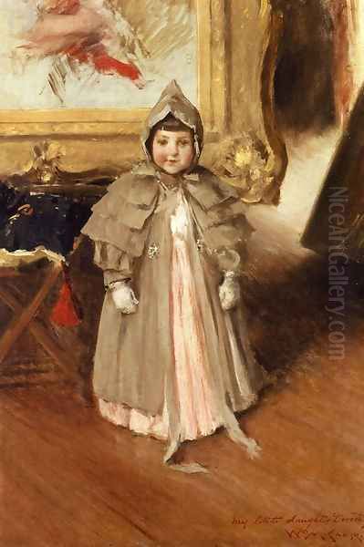 My Little Daughter Dorothy Oil Painting by William Merritt Chase