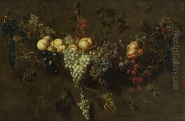 Fruchtgirlande. Oil Painting by Cornelis De Heem