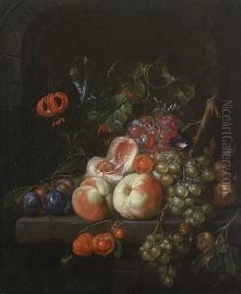 Fruchtestillleben Oil Painting by Cornelis De Heem