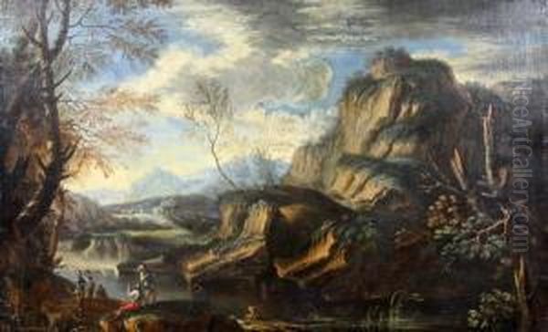 Paesaggio Con Figure Oil Painting by Jacob De Heusch