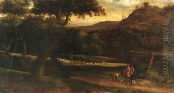 Promeneurs Sur Un Chemin Boise Oil Painting by Jacob De Heusch