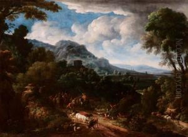 Paesaggio Con Figure Oil Painting by Jacob De Heusch