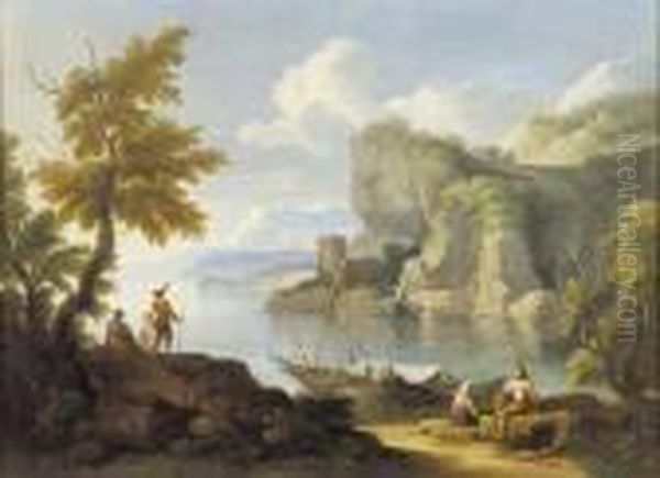 Paesaggio Con Figure Oil Painting by Jacob De Heusch