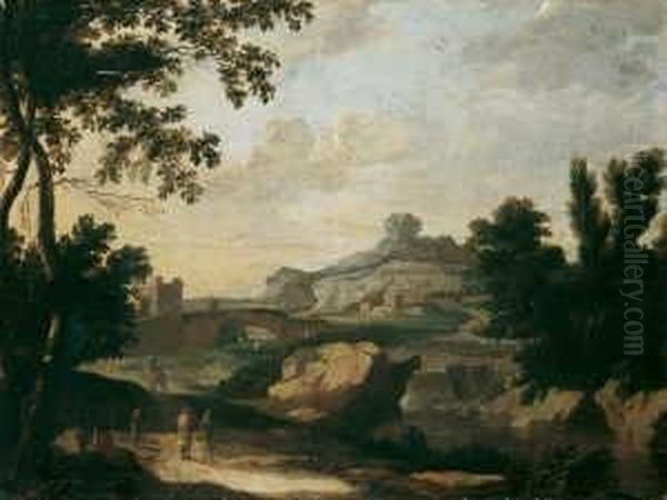 Sudliche Flusslandschaft. Oil Painting by Jacob De Heusch