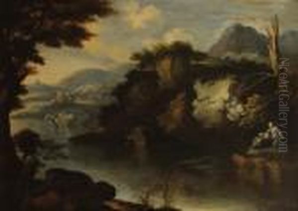 Paesaggio Fluviale Con
La Maddalena Penitente Oil Painting by Jacob De Heusch