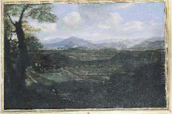 Vue Panoramique De La Campagne Romaine. Oil Painting by Jacob De Heusch