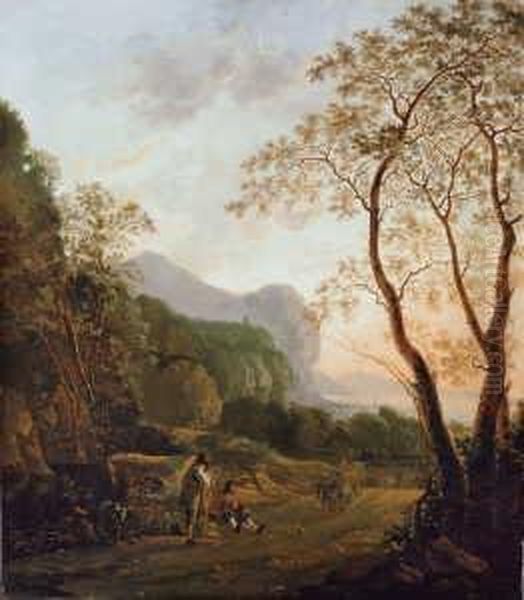 Sudliche Landschaft Mit Wanderern Und Oil Painting by Willem de Heusch