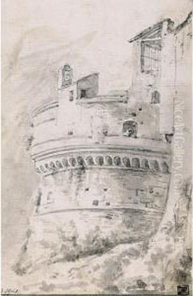 Study Of An Italianate Fortification Oil Painting by Willem de Heusch