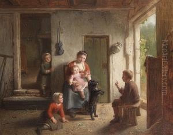 L'education Du Chien Oil Painting by Theodore Bernhard De Heuvel