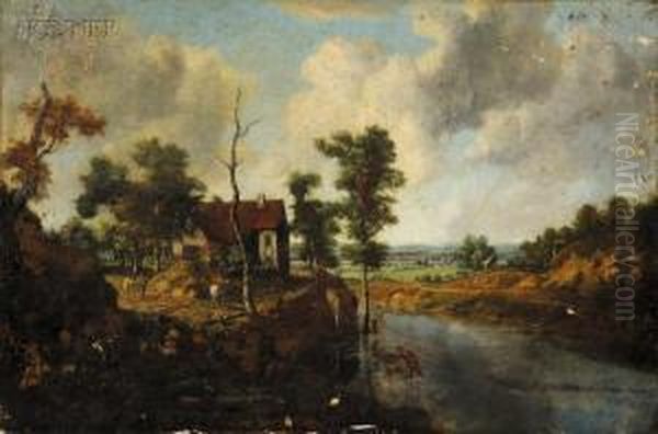 River Scene Oil Painting by Gillis Claesz De Hondecoeter