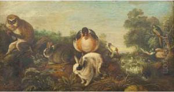 Orpheecharmant Les Animaux Oil Painting by Gillis Claesz De Hondecoeter