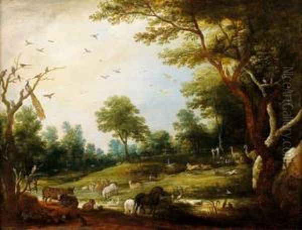 Le Paradis Terrestre Oil Painting by Gillis Claesz De Hondecoeter