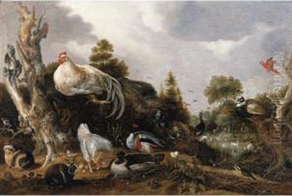 Orpheus Charming The Animals Oil Painting by Gillis Claesz De Hondecoeter