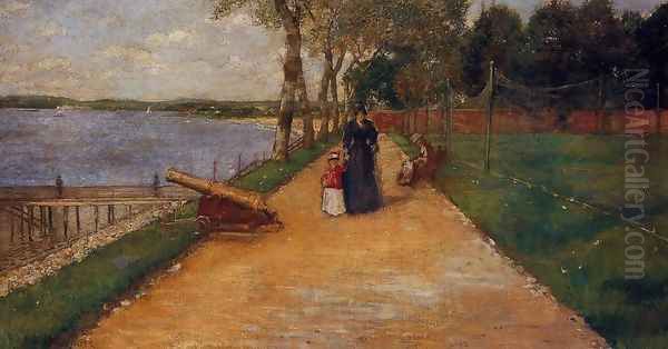 Bath Beach - a Sketch Oil Painting by William Merritt Chase