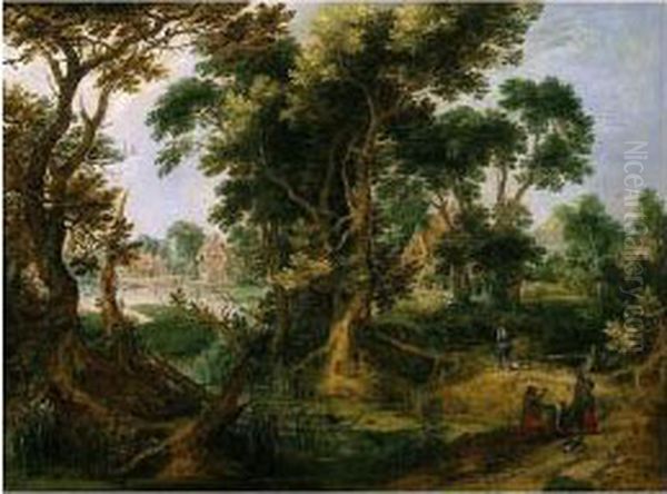 A Wooded Landscape With A Sportsman Oil Painting by Gillis Claesz De Hondecoeter