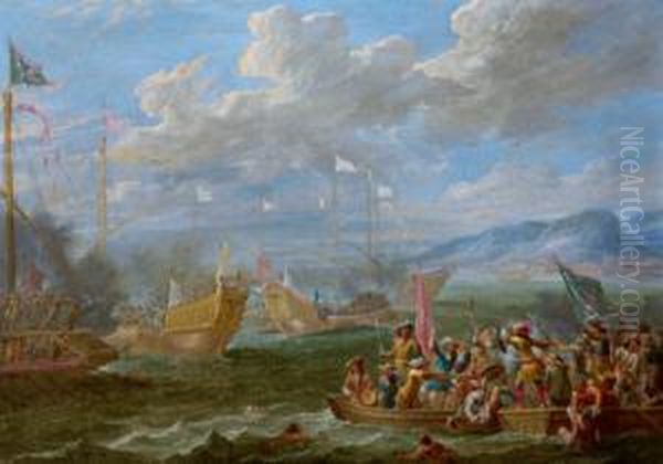 Battaglia Navale In Mari Meridionali Oil Painting by Lambert de Hondt