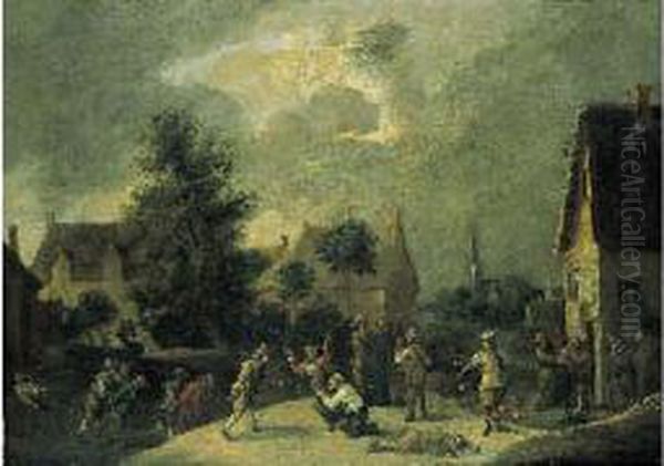 Scene De Pillage Pendant La Guerre Des Flandres Oil Painting by Lambert de Hondt