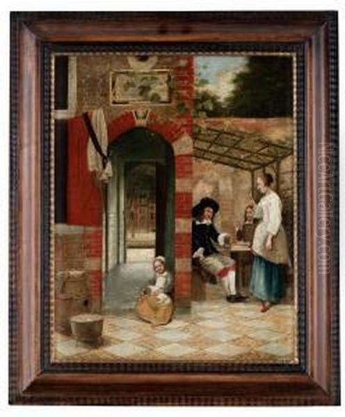 Figurer Pa Taverna Oil Painting by Pieter De Hooch