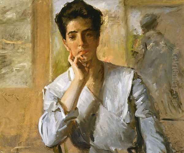 Portrait of Kate Freeman Clark Oil Painting by William Merritt Chase