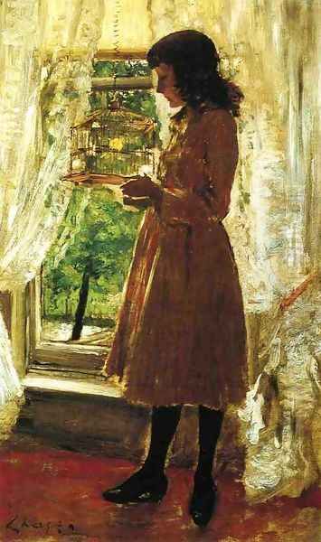 The Pet Canary Oil Painting by William Merritt Chase