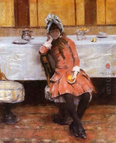 Young Girl on an Ocean Steamer Oil Painting by William Merritt Chase