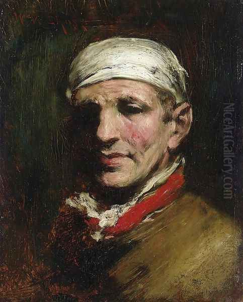 Man with Bandana Oil Painting by William Merritt Chase