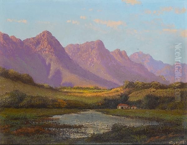 The Purple Mountains Oil Painting by Tinus De Jong