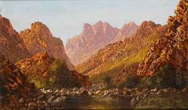 Mountainous Landscape Oil Painting by Tinus De Jong