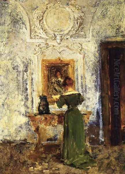 Woman in Green aka Lady in Green Oil Painting by William Merritt Chase