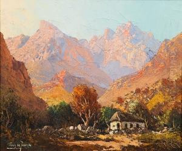 Du Toit's Kloof Pass Oil Painting by Tinus De Jong