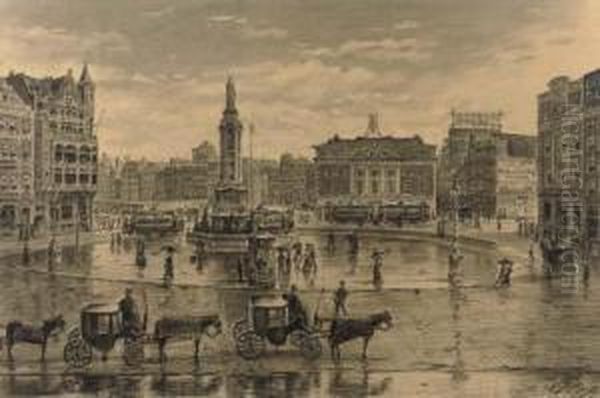 Dam Square, Amsterdam Oil Painting by Tinus De Jong